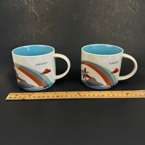 Set of 2 Starbucks You Are Here Collection Hawaii Mug Blue Ceramic About 13 oz